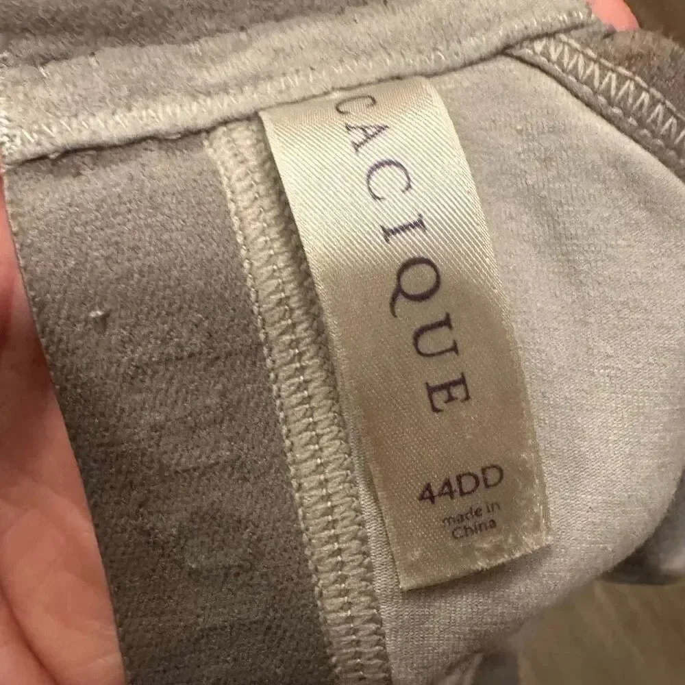 Cacique two tone gray jersey knit cotton no wire 44DD bra